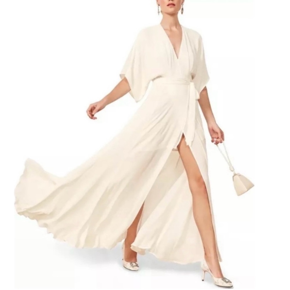 Reformation Winslow Wrap Dress in Ivory — Size XS
